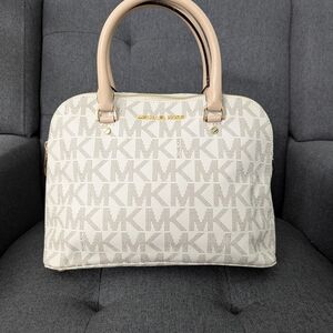 Michael Kors Cream Satchel with Monogram Design